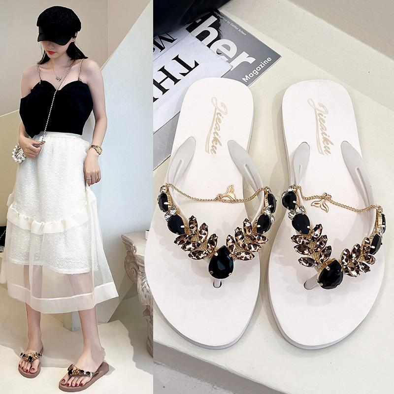 Fashion Shoes Rubber Flip Flops Summer Clogs Woman Female Slippers Glitter Slides Hawaiian Leopard Beach 2025 Jelly Flat Leopard