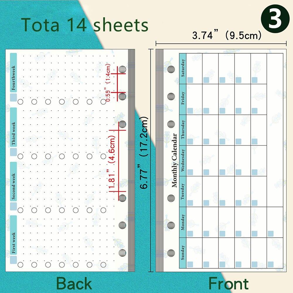 A6 Loose-leaf Notebook Spiral Loose-leaf Binder Inside Day Week Month Planner Inside Line Dot Grid