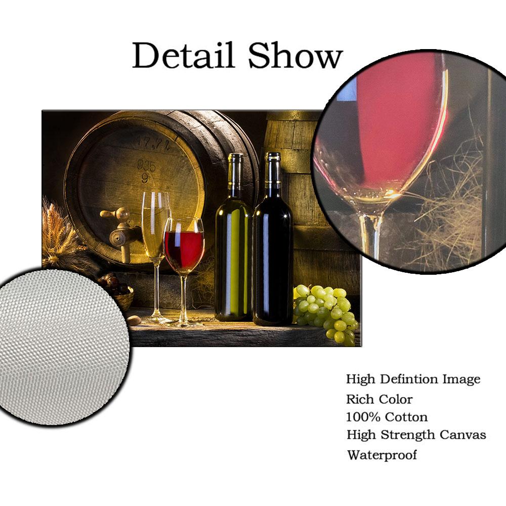 Grape Wine Photo Modern Wall Food Art Canvas Print Poster Alcohol Drink Nosh Picture for Kitchen Dining Room Home Decor Cuadros