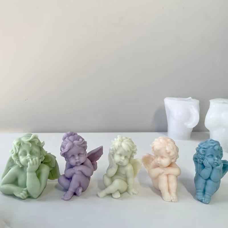 Angel Candle Silicone Mold Multi-Style Wings Human Baby Gypsum Doll Making Tool Cupid Resin Wedding Decor Birthday Gifts for Mom