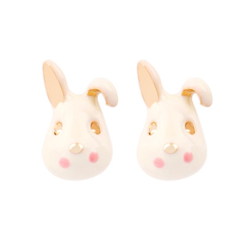 S925 Silver Needle Diamond Inlaid Rabbit Stud Earrings - Cute Japanese & Korean Style for Women