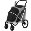 Dog Stroller, Easy Folding Pet Stroller for Small and Medium Dogs with Shock Absorption, Maximum Load 20 kg, Grey