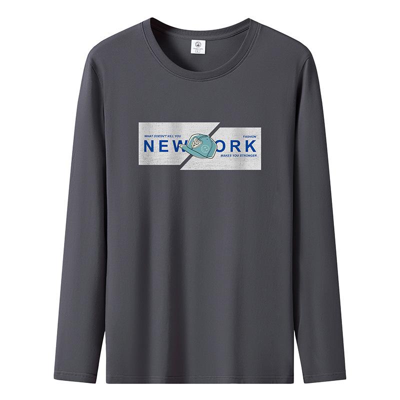 

Футболка с длинными рукавами и узором «кепка» большого размера для мужчин, толстовка с круглым вырезом из чистого хлопка S-5XL S темно-серого