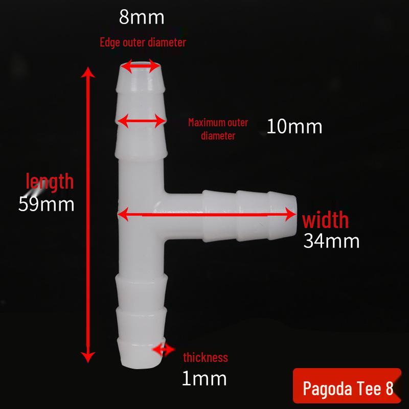 Raccord en T coudé de pagode Connecteur de tuyau Raccords en plastique caoutchouc - Accessoires pour tuyaux d'eau