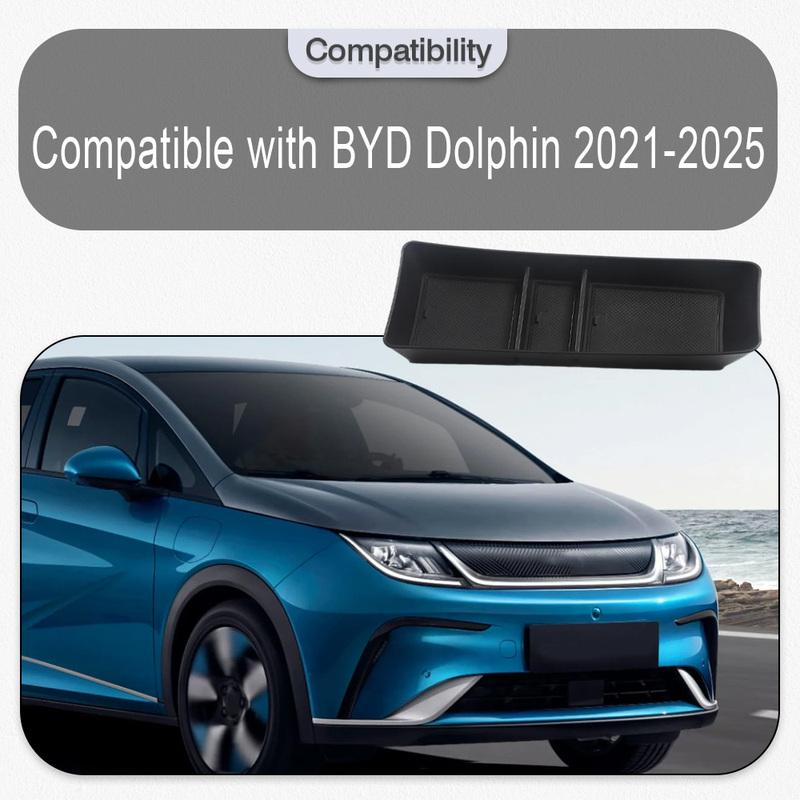 For BYD Dolphin 2024 2025 Center Armrest Storage Box with Mat Car Central Armrest Tray Organizer Box Accessories