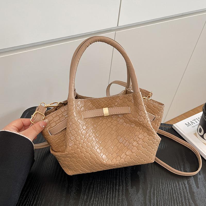 New Woven Bucket Bag Women Minimalist Versatile Shoulder Crossbody High-end Handheld Purse CLE