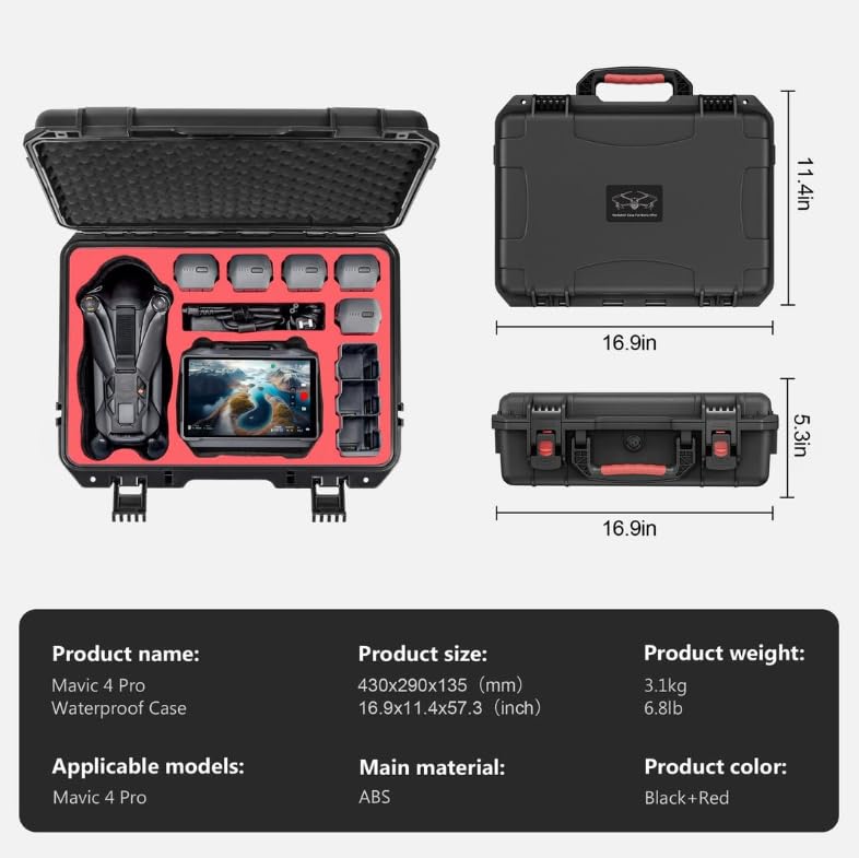 DJI Mavic 4 Pro Dedicated Storage Case, Waterproof Hard CaseCarrying Case for DJI RC2RC Pro 2 Transmitter, Mavic 4 Pro Accessories, Full Protection,