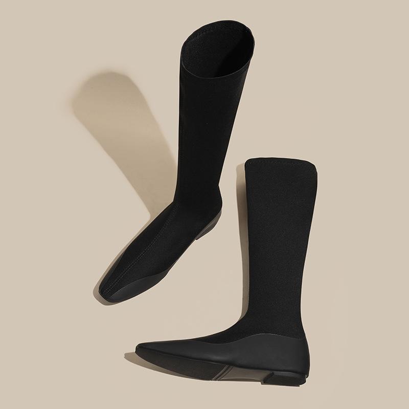 

Осенние минималистичные универсальные эластичные тонкие ботинки-чулки женские ботинки с квадратным носком на плоской подошве с внутренней платформой 39 чёрный