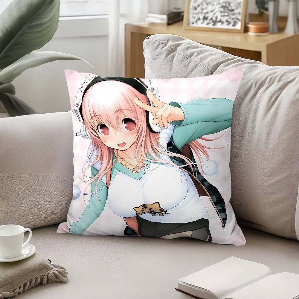 Cute SSUPER SONICO Throw Pillow Covers Pattern Cushion Cover Suitable For Sofa Bedroom Car Pillow Cover