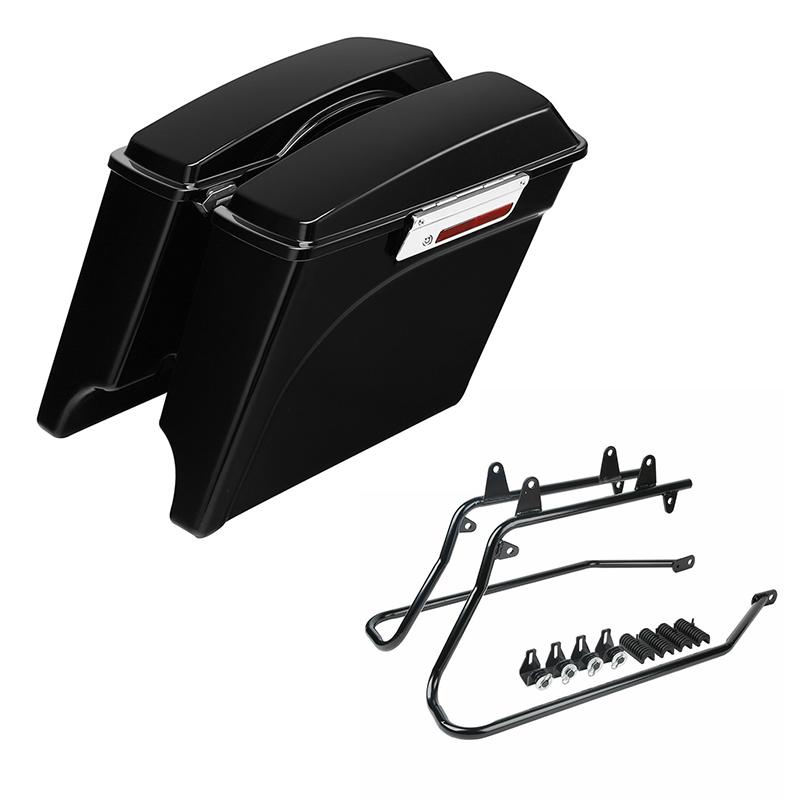 Motorcycle 5" Extended Stretched Hard SaddleBags Conversion Brackets For Harley Softail Fatboy 1984-2017
