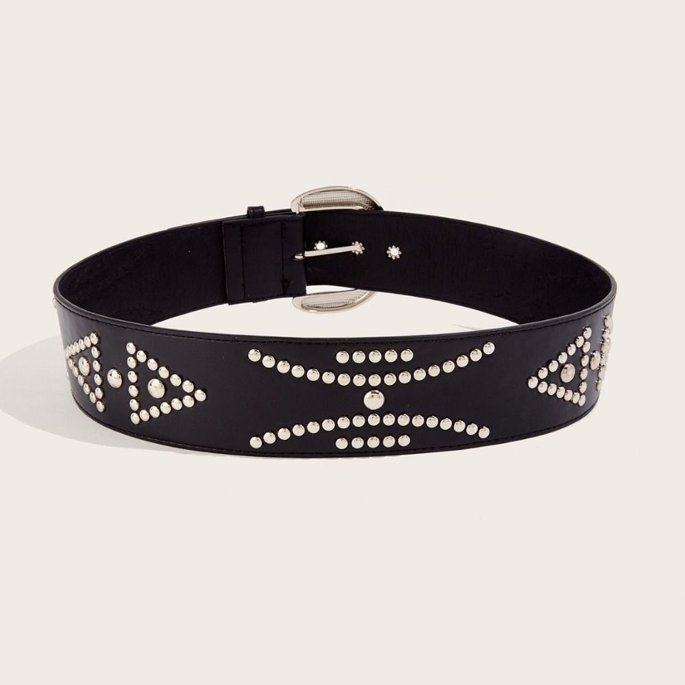 Korean Rivet Wide Belt Gothic Dress Jeans Belt Retro Women's Waist Belt Streetwear