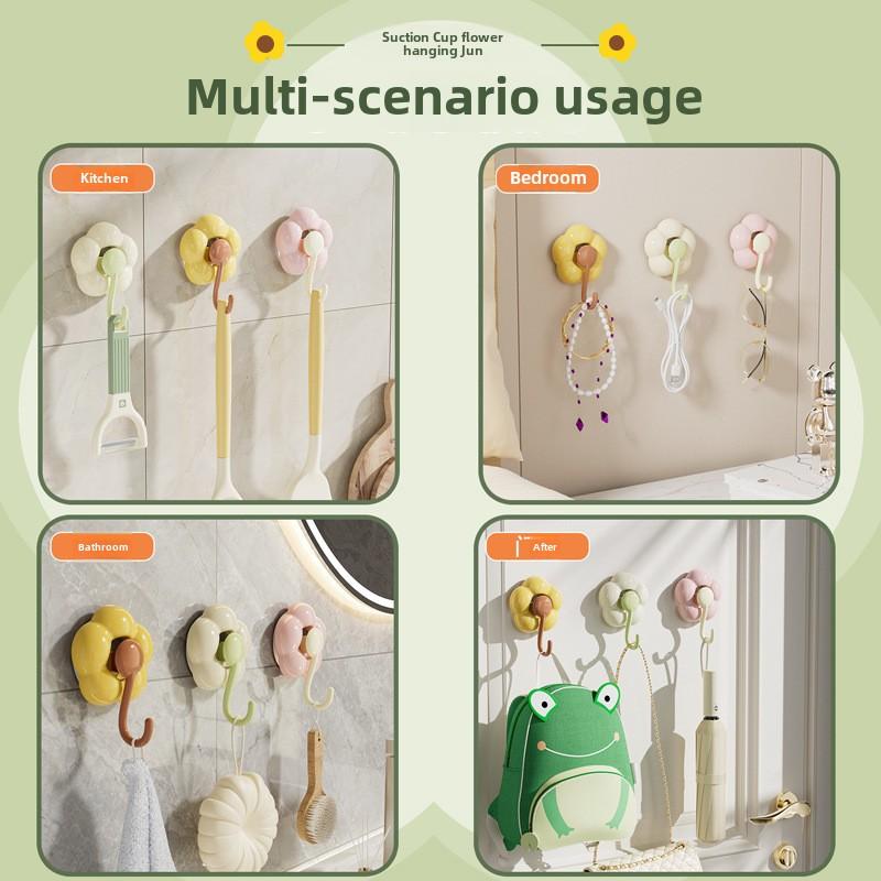 Crochets à ventouse tournesol, crochets à ventouse robustes sans perçage, crochets muraux adhésifs pour cuisine, salle de bain, douche, crochets adhésifs solides
