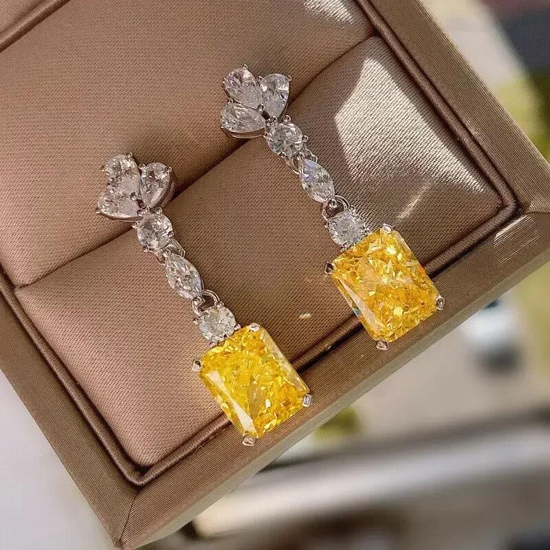 Yellow Zircon, Niche Design, Cool Style, Fresh and Elegant Accessories, High-end Trend, Personalized Fashion Earrings