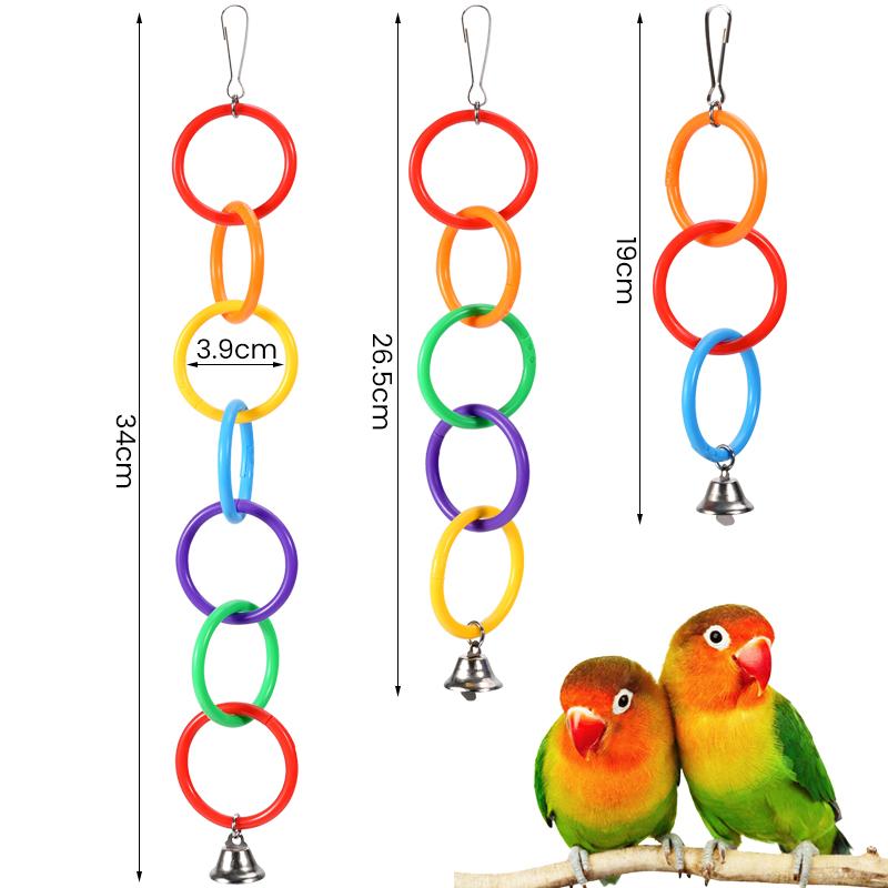 Bird Crawling Toy Parrot Hanging Colored Ring Bell Climbing Training Relieve Boredom Cockatoo Budgerigar Bird Cage Decoration
