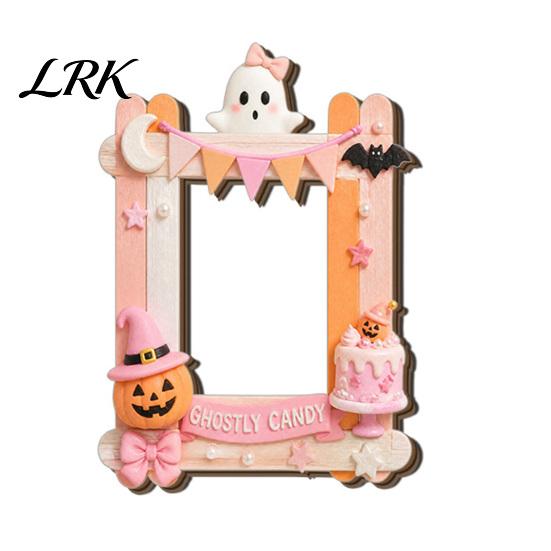 Magnetic Picture Holder Halloween Photo Frame Refrigerator Magnet, Ghost Pumpkin Decorative Holder, Wooden for Holiday Party Kitchen Display
