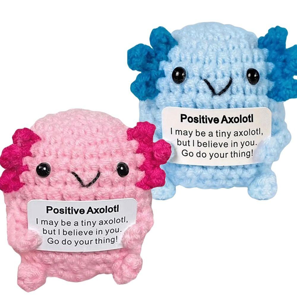 Yarn Positive Crochet Axolotl Handmade Doll Uplifting Knitting Toy  for Girls Teens Friends