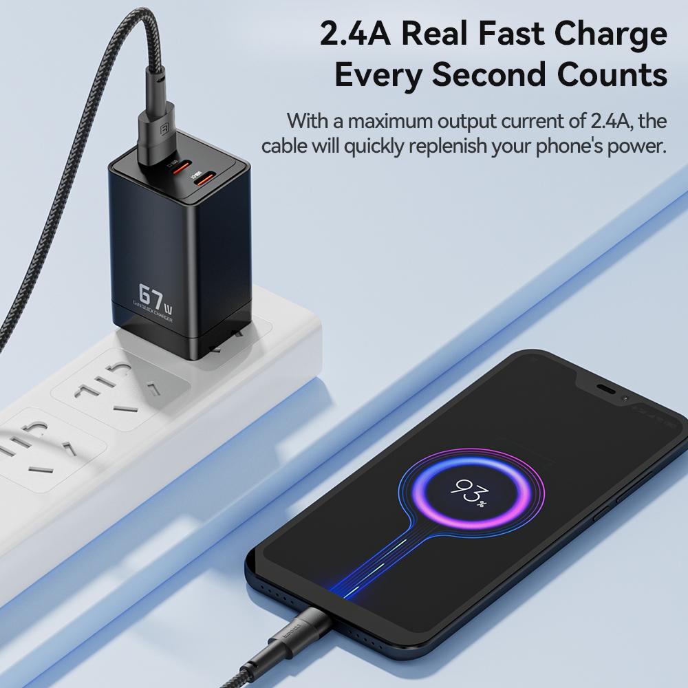 Toocki 2.4A Micro USB Cable for Samsung Redmi Fast Charging PD Quick Charge Micro Cable for Fan Earphone Charger USB Data Cord