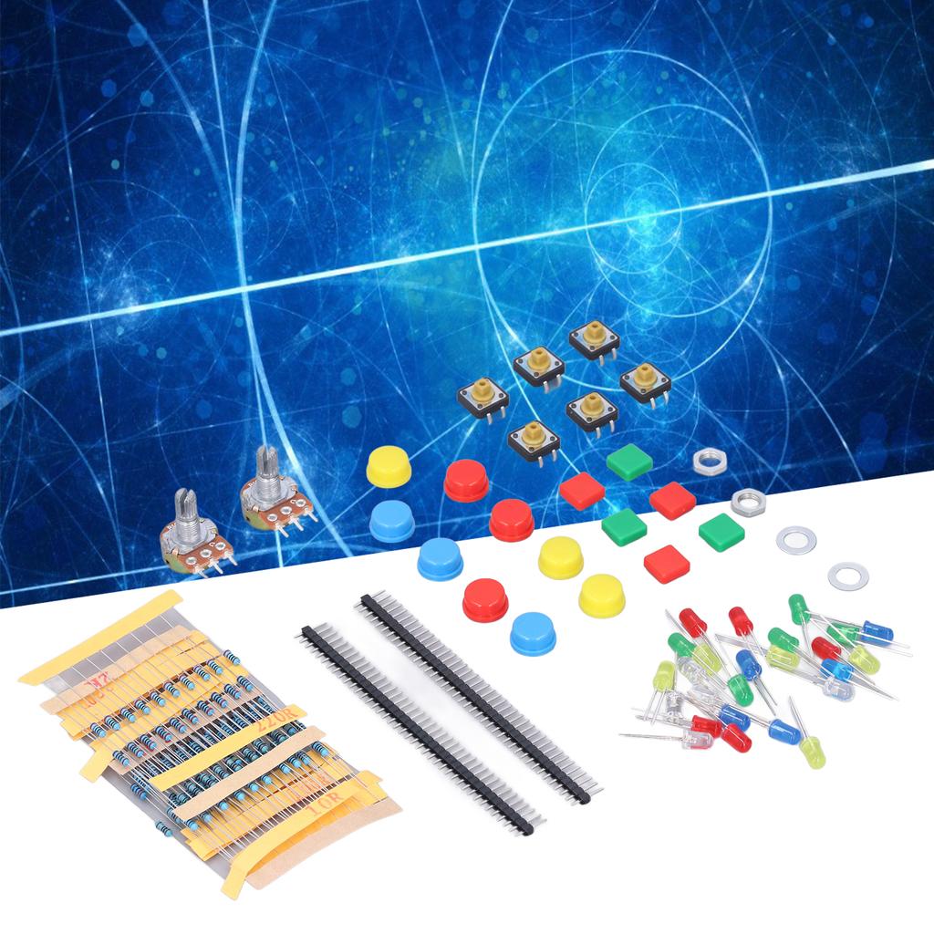 Electronics Components Kit Resistors LEDs Switch Potentiometer Compatible with for Raspberry Pi
