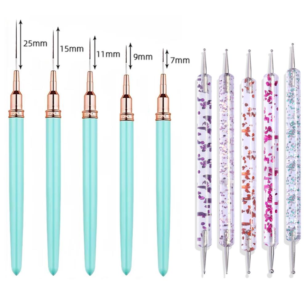 

10Pcs/Set Nail Art Pen Set Brushes Elongated Lines Striping Drawing UV Gel Painting Nail Design Pen Professional Manicure Tool