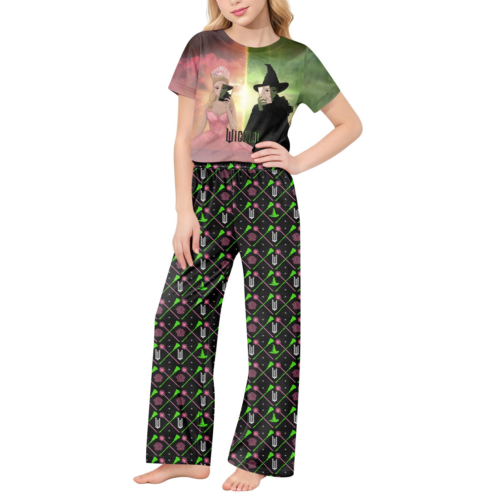 

Children s Short-Sleeve Printed Two-Piece Pajama Set With T-Shirt And Pants 130 зелений