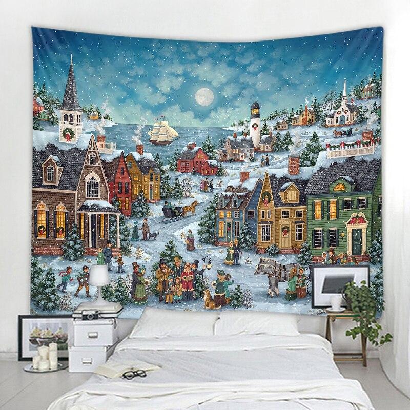 Christmas Cartoon Background Decorative Tapestry Bohemian Hippie Wall Decorative Tapestry Christmas Home Background Decorative