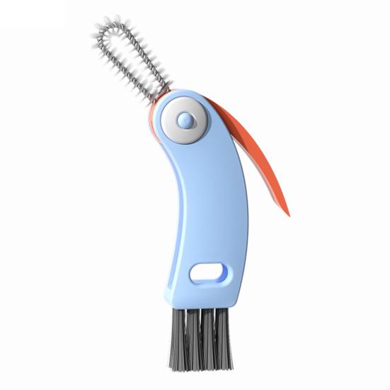 

3 in 1 Crevice Brush Food-Grade Safe Spiral Cleaner with Scraper Stiff Brush Portable Foldable Design Bottles Cups Cleaning Scrubber