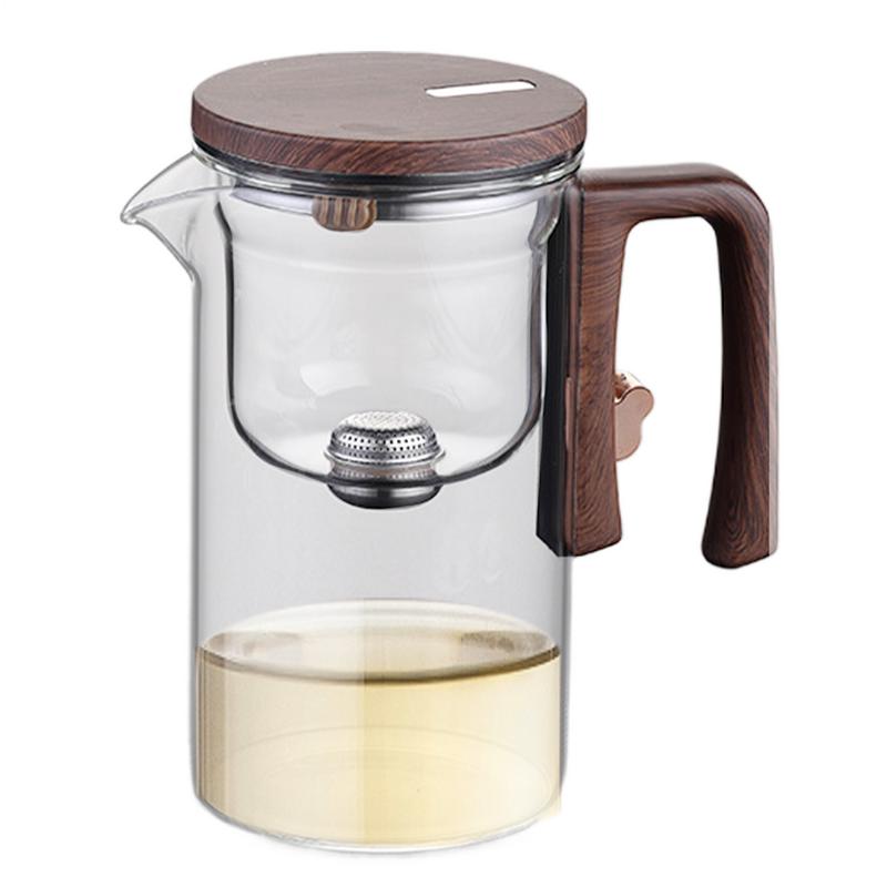520/720ml Glass Teapot With Infuser Magnetic Suction Tea Infuser Pot Wooden Handle Tea Separation Filtering Glass Kettle