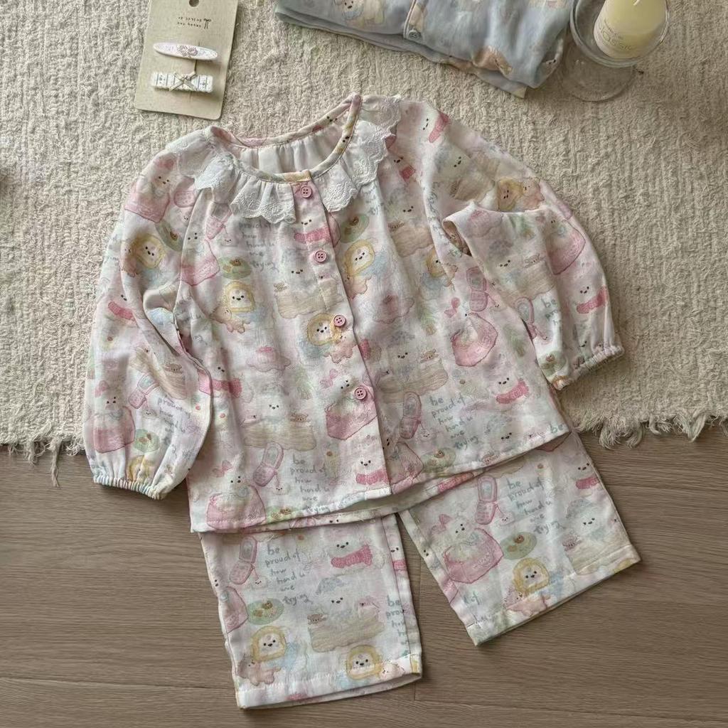 Spring/Autumn Soft Cotton Cartoon Parent-Child Lounge Set - Sizes S, M, L for Boys & Girls
