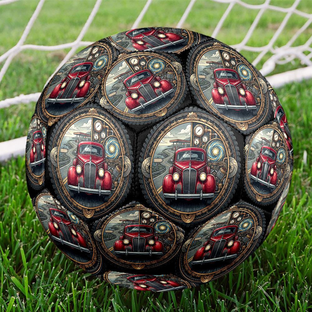 Steampunk Road Trip Round Football Size 5 Adult Ball Suitable for Training Matches and Outdoor Team.