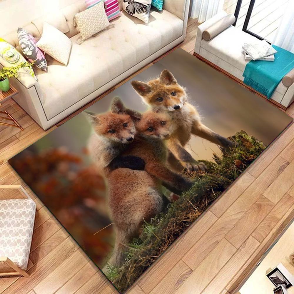 1pc Cute Fox Animal Bathroom Absorbent Mats Anti-Slip Mats Home Decor Supplies Carpets Home Kitchen Floor Mats