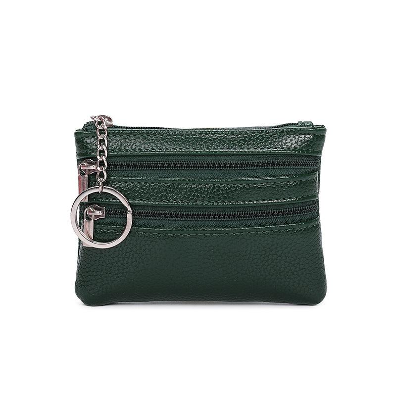 Pu Leather Portable Money Coin Purse Key Ring Waterproof Zipper Wear Resistant Credit Card Holder For Men Women