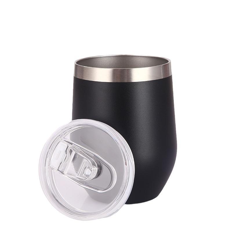 Tazza termica in acciaio inossidabile 304, Bicchiere da vino a doppia parete a forma di uovo da 12 oz, Mantiene le bevande calde o fredde.