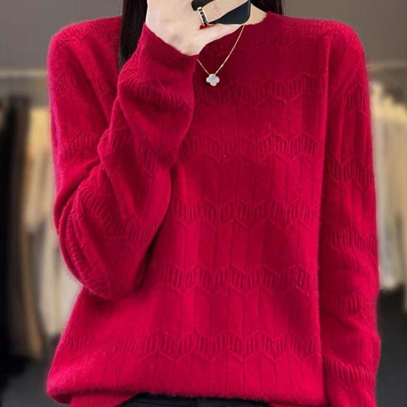 

Класичний базовий в язаний светр жіночий корейський варіант з круглим вирізом пуловер з довгими рукавами простий повсякденний светр жіночий інтер єр оптом тренд one size fits all червоний