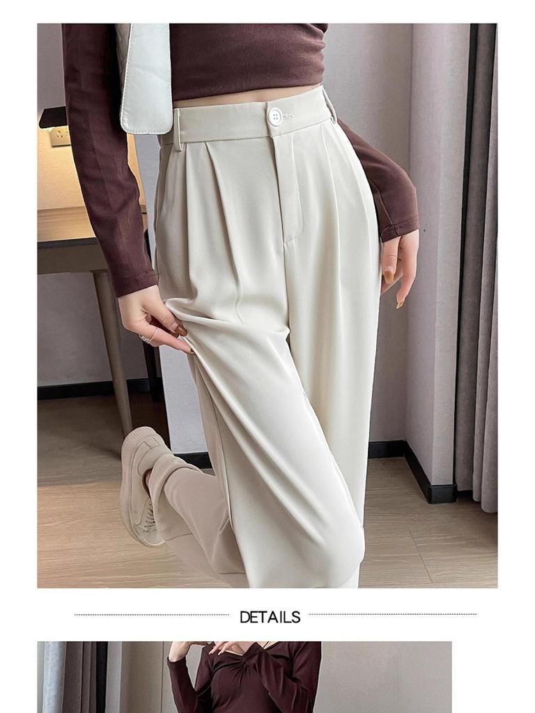 Women's High-Waist Wide-Leg Pants: Spring/Summer Straight Suit, Loose & Slim Fit.