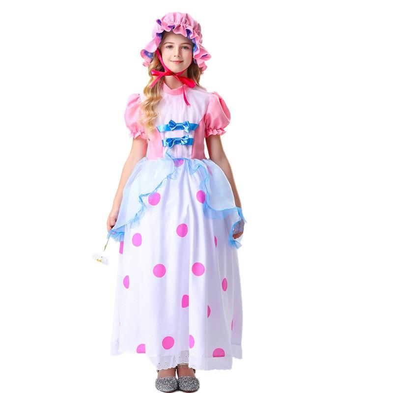 Halloween Children Adult Shepherdess Toy Story Cosplay Suit Pink Polka Dot Dress