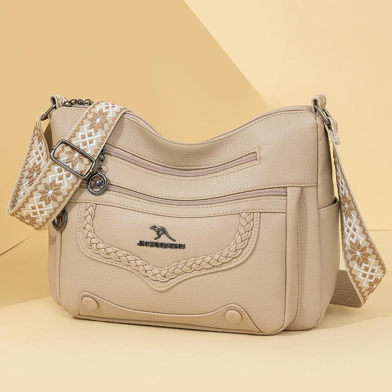 

Модная многослойная мягкая кожаная маленькая квадратная сумка для женщин, повседневная сумка через плечо бежевый