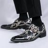 New Trend Pointed Toe Lace Up Snakeskin Pattern Patent Leather Shoes Designer Oxfords Wedding Dress Footwear Zapatos Hombre