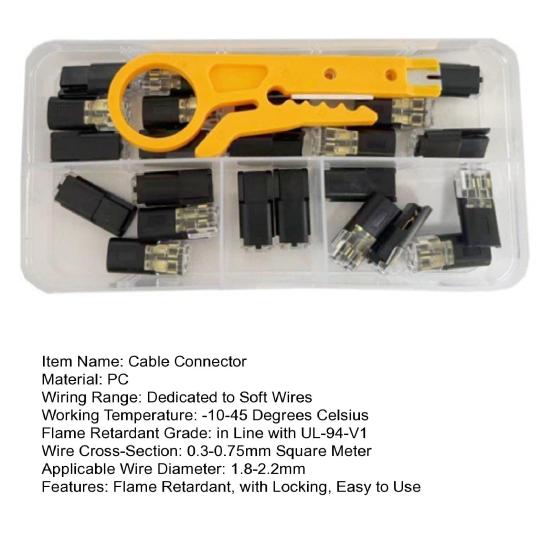 Cable Connector with Wire Stripper Locking Wire Flame Retardant Quick Connector 18-22AWG 2 Pin