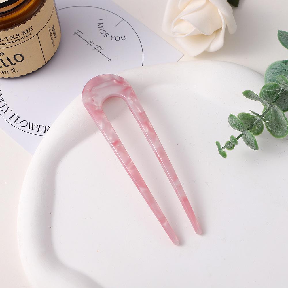 Korean U-Shaped Acetic Acid Hairpin - Elegant Retro Style for Women