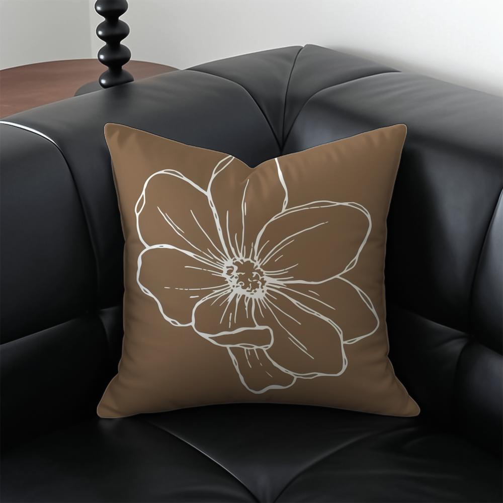 Solid Color Flowers Cushion Cover Pillow Case Anti-Dustmite Invisible Zipper Silky Plush Cushion