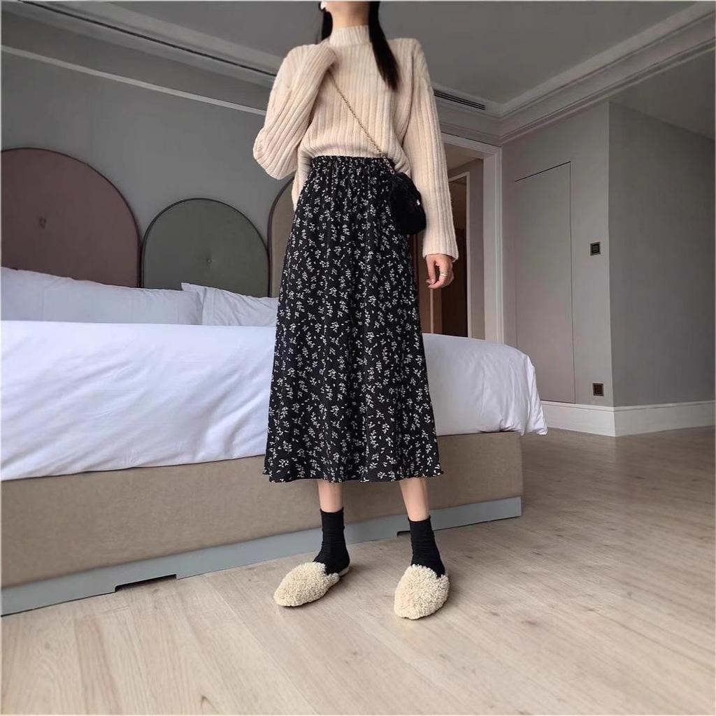 Women's 2024 Floral Print A-Line Midi Skirt - High Waist, Slimming, Hip-Hiding, Fashionable Summer Style