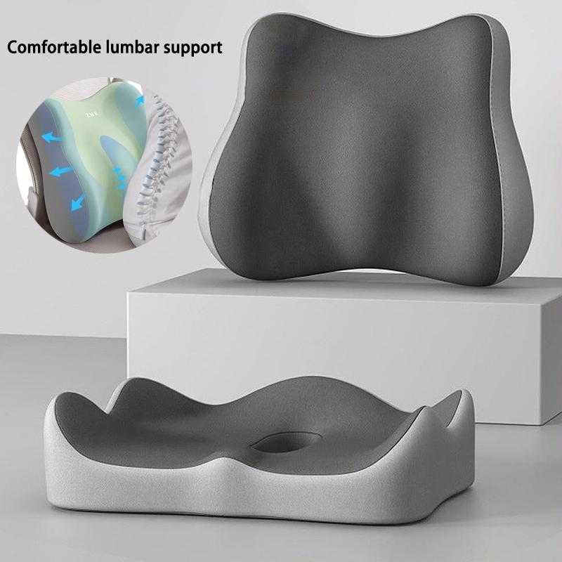 Office Seat Cushion Backrest Integrated Seat Cushion For Lumbar Support Pressure Relief Memory Foam Seat Cushion