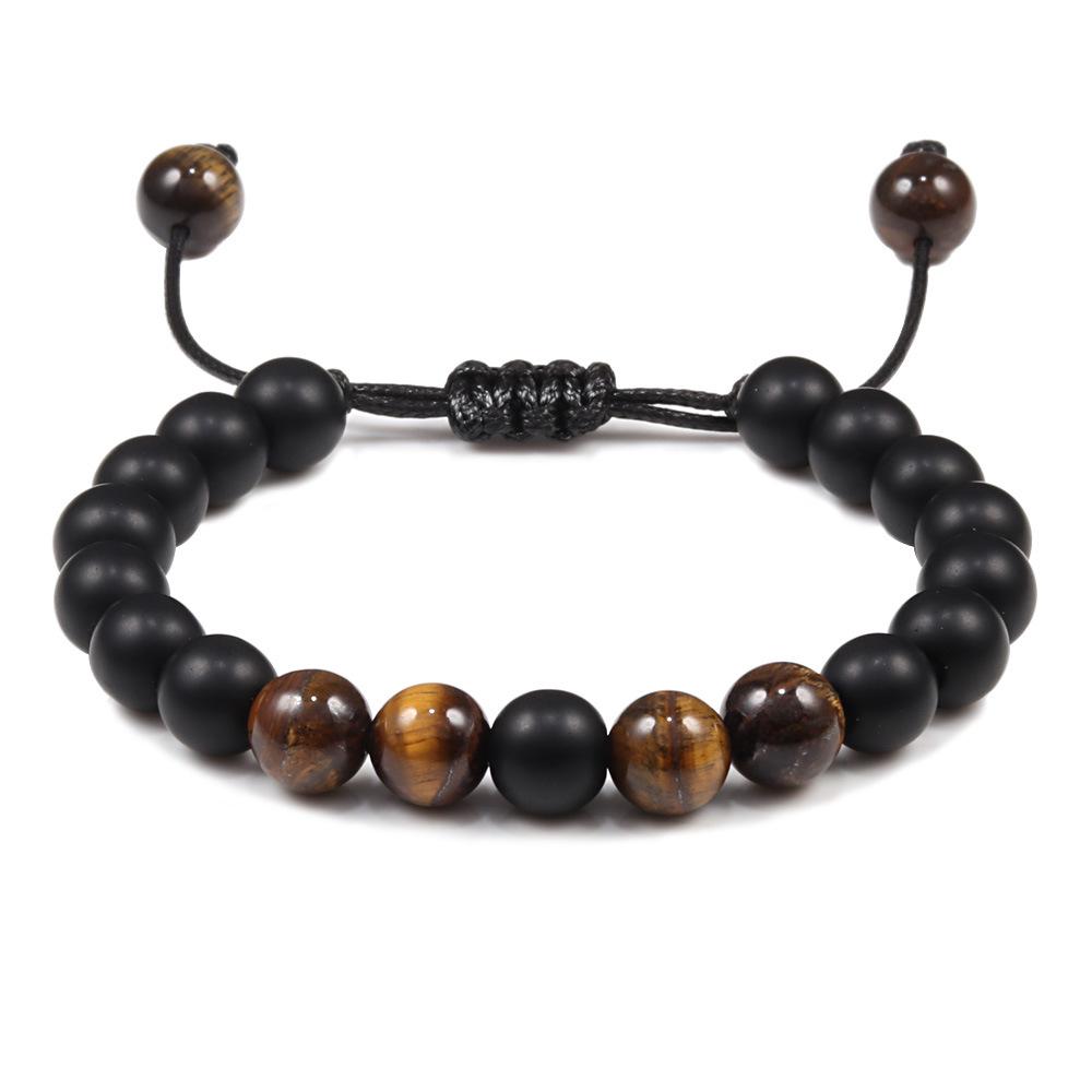 European and American Handmade Tiger s Eye and Volcanic Rock Yoga Bracelet (8mm)