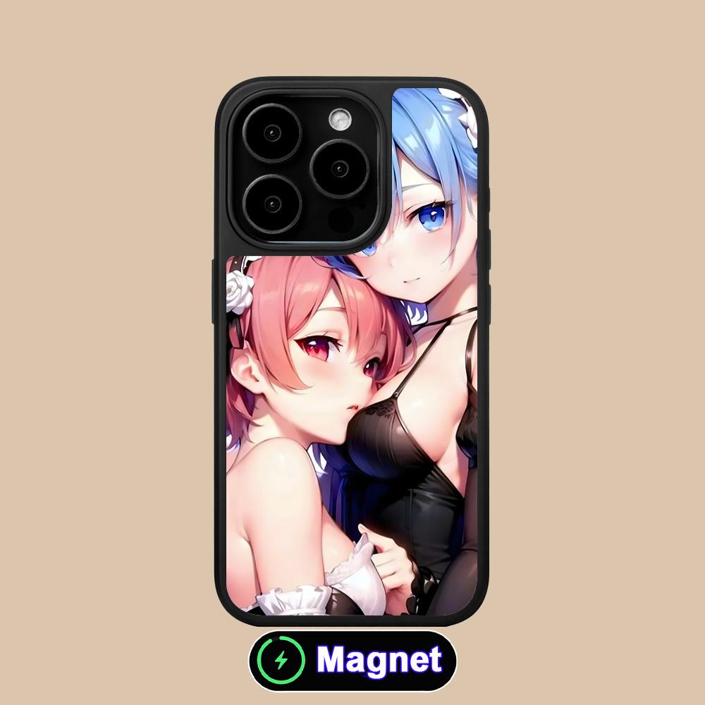 ReZero Rem Ram Matte Surface Magsafe Mobile Phone Case for iPhone 17 16 15 14 13 12 11 Air Pro Max Plus Colorful Cover