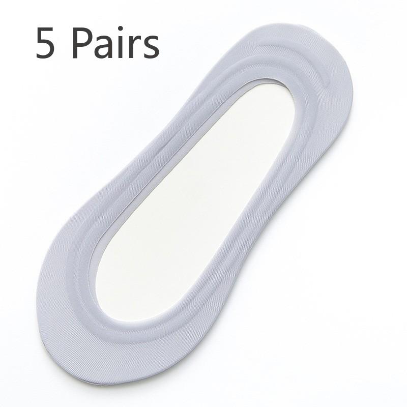 5 Pairs Summer Women's Socks Ice Silk Boat Socks Non-slip Invisible Socks Women's Shallow Mouth Socks High Heel Socks
