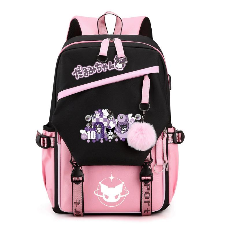 Kuromi Surrounding Cute Cartoon Print Student Schoolbag Japanese Girl Heart Backpack Schoolbag