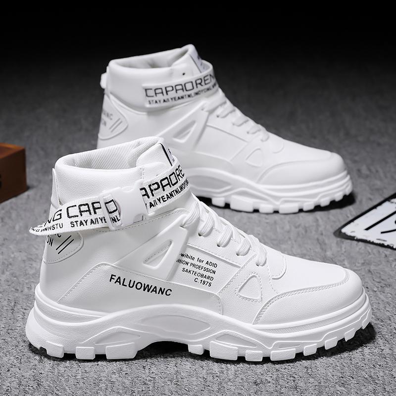 Autumn New Sports Running Canvas Heightening High-top White Martin Boots