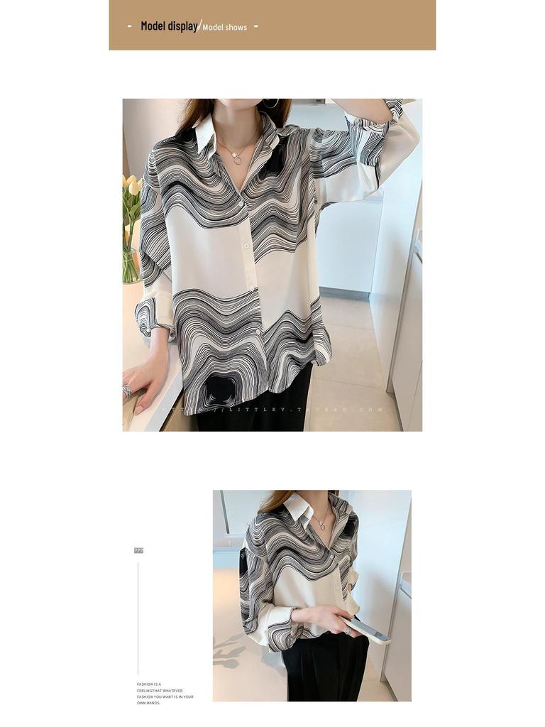 Camicia Versatile in Chiffon a Manica Lunga Taglie Forti - Nuovo Design Primavera