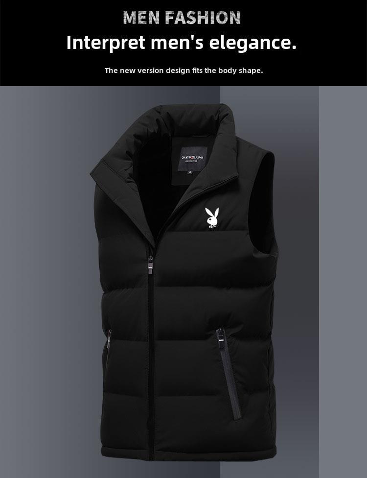 Pánská podzimní/zimní péřová vesta se stojáčkem – Bez rukávů, silná a teplá