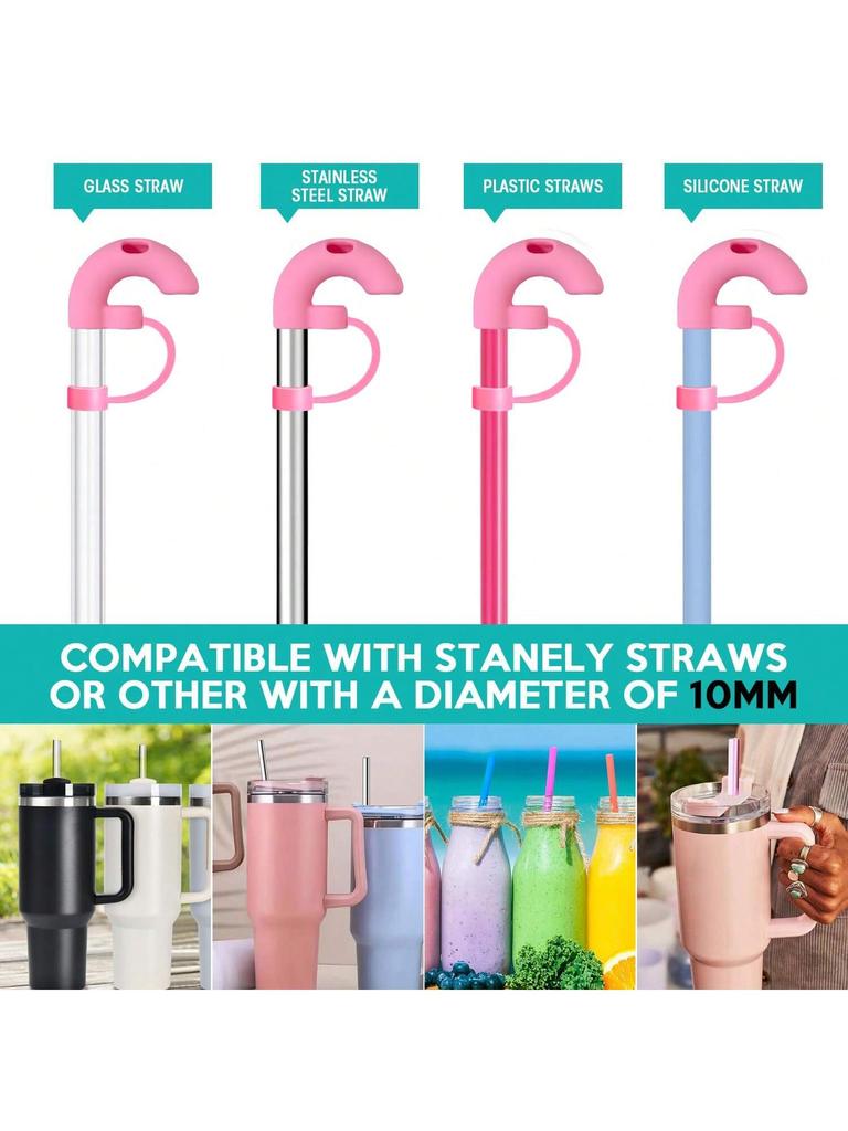 1/2pcs Anti-Wrinkle Straw Topper 10mm Compatible with Stanley Tumbler,Reusable Silicone Straw Stopper,Sideways Suck Design
